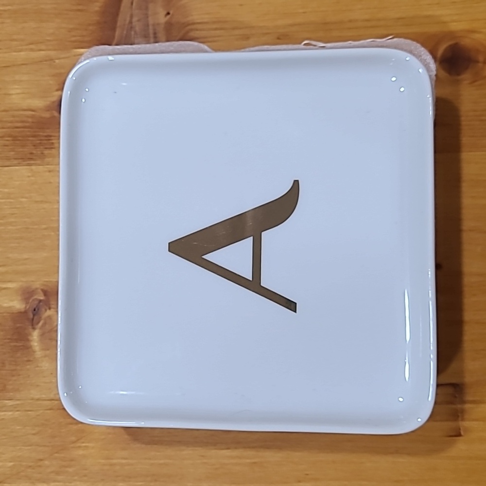 NWT Simple Charm White Appetizer Plates Set of 4 with Initial "A"